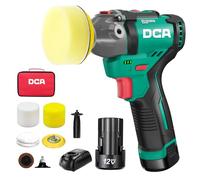DCA Mini Pulidora Coche 12V, 75MM Pulidora Bateria y 50mm Lijadora, Pulidora Orbital, Máquina de Pulir sin Escobillas, 2 Baterías de 2,0Ah, 2 Velocidades 2800-8300 RPM para Pulir, Encerar y Limpiar