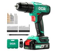 DCA Taladro percutor inalámbrico 20V, 40 Nm, portabrocas automático de 13 mm, 22500 IPM, 2 velocidades, 18+1+1, taladro de impacto con 14 brocas/destornilladores para ladrillo, metal y madera