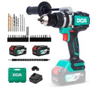 DCA Taladro Percutor Sin Escobillas 20 V, 120 Nm, Portabrocas Metálico 13 mm, Embrague 24+1+1, 32.000 Impactos/min, Con 2 Baterías 4,0 Ah Para Ladrillo, Metal Y Madera