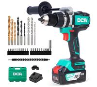 DCA Taladro Percutor Sin Escobillas 20V,120 Nm, Portabrocas Metálico 13 mm | Embrague 24+1+1 y 32.000 impactos/min; incluye baterías de 4,0 Ah para perforar y atornillar ladrillo, metal y madera