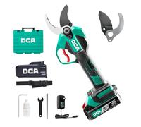 DCA Tijeras de Podar Eléctricas 20V, máx 35mm Tijeras de Podar Bateria hoja SK5, Motor Sin Escobillas con 2,0Ah Batería, con estuche de seguridad portátil para Jardinería, Árboles Frutales, Viñedos