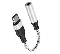 Dcaknri Cable convertidor USB tipo C a auxiliar de aluminio con control de línea y dispositivo universal para escuchar música, adaptador USB C a auxiliar