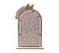 Dcaknri Centro de mesa de madera tallado en vacaciones, letrero de recepción de cuenta regresiva para eventos de Oriente Medio y reuniones familiares, letrero de madera con arte árabe