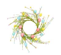 Dcaknri Corona de huevos de Pascua con guirnaldas verdes para fiestas, coronas de primavera, adecuadas para decoración del hogar y corona de primavera de celebración de festivales