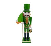 Dcaknri Elegante figura de madera pintada a mano con diseño de soldado verde de 38 cm, diseño de cascanueces del Día de San Patricio, decoración de Navidad
