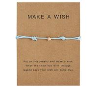 Dcaknri Fashion For Wish Card Star Charm hecho a mano cuerda de cera trenzada ajustable buena suerte chica collar cadenas oro, talla única, como se describe