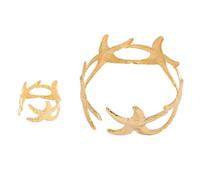 Dcaknri Geometric Starfishes Open Cuff Jewelry Set Daily Wear Bracelet Hollow Opening Rings Suitable For Fashion Woman Girls Sea Inspired Jewelry