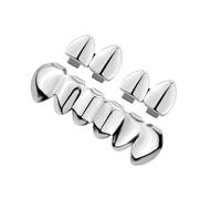 Dcaknri Juego de 3 piezas de parrillas para dientes de hip hop, estilo callejero, brillantes, ajuste superior e inferior, soporte de moda hip hop, equipo de hiphop para amantes de la música, talla