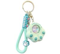 Dcaknri Llavero portátil de PVC para gatos con efecto de puesta de sol, lámpara LED, llavero de pata de gato con luz LED de puesta de sol, noche portátil, verde, Talla única