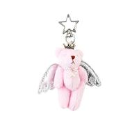 Dcaknri Precioso Ángel Oso Llavero Colgante Lindo Peluche Animal Colgante Mochila Decoración Pequeño Joyería Ángel Para Mujeres Niñas
