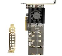 Dcaknri Tarjeta adaptadora NVMe PCIe4.0 de 4 ranuras con reconocimiento directo para expansión de almacenamiento de alta velocidad, no requiere dividir, adaptadores NVMe de disipador de calor de