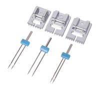 Dcaknri Twin Needle 2/90 3/4/ Máquina de coser doble con prensatelas, accesorios para el hogar, juego doble