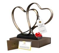 DCAPILLA UTOPISH Boda para Parejas, Escultura de Hierro con Dos Corazones y Cruz, 10.8 x 9.5 Pulgadas para el Primer al 50 o 60 Aniversario, Incluye Caja de Regalo y Tarjeta de Poema