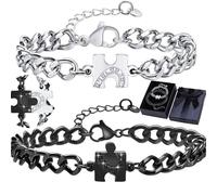 dcas 2 Piezas Pulseras Parejas, Pulseras De Pareja De Corazones, Pulsera De Pareja De Rompecabezas De Amor, Pulseras a Juego Personalizadas Para Parejas, Parejas Aniversario Pulseras (Con Caja Regalo)