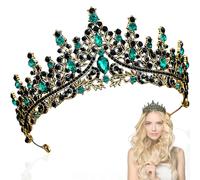 dcas Tiara de Corona, Tocados Crown de Novia, Corona De Reina, Verde Corona de Tiara de Cristal, Tiara de Barroca Cristal, Corona Tiaras for Mujer Barroco Oro Cristal Baile de fin de año Fiesta(Verde)