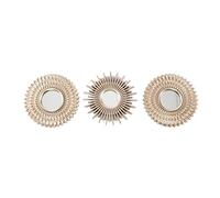 Dcasa - Juego de 3 Espejos Pared Decorativos Dorado