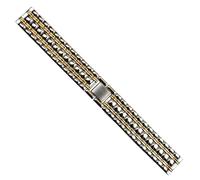 Dcasmo group Correa Reloj de Acero Inoxidable Bitono 18mm Beads of Rice para Hombre Compatible con Omega Heuer New Old Stock 1960 1970 - Pulsera Original Vintage Dorada y Plata - Strap Bracelet Retro
