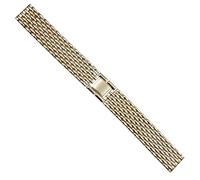 Dcasmo group Correa Reloj de Acero Inoxidable Dorada 18mm para Hombre Beads of Rice Compatible con Omega Heuer New Old Stock 1960 1970 - Pulsera Original Vintage Metalizada - Strap Bracelet Retro