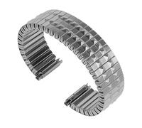 Dcasmo group Correa Reloj Fixoflex Original Hombre NOS 1980 Ajustable 16mm a 20mm Acero Inoxidable Mate Cepillado Elástica Extensible Pulsera Vintage Satinada Retro