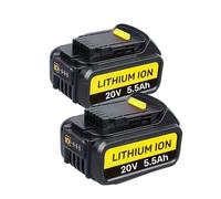 DCB200 Lithium Battery Compatible with Dewalt 20V Rechargeable Batteries Power Tools DCB204 DCB206 Replacement Li-Ion Battery 4Ah/5.5Ah/9Ah(5.5AH 2pcs)