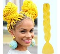 Dcbaboo Extensiones de pelo sintético para trenzar, 1 unidad, 60 cm, 100 g, Ombre Jumbo trenzado Kanekalon, extensiones de pelo trenzado, trenzas afro crochet trenzas, color amarillo
