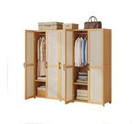 Dcbdx Armario de 2/3/4/5 Puertas de Ratán con Barra de Colgar y Estantes, Gran Capacidad Madera Armario Ropero, Moderno Perchero de Pasillo,5 Door