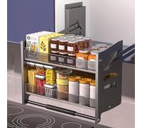 DCBMKOPLG Estante extraíble de 2 Niveles para gabinetes Superiores de Cocina, especiero extraíble para gabinetes Altos, baños y alacenas (Ancho 29.9 x Profundidad 10.2)