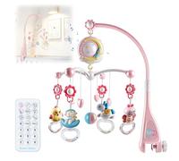 Dcceeo Movil Cuna Bebe, Móvil Musical para Cuna de Bebé con Proyector y Luz de Noche, Colgando Girando Sonajeros y 150 Melodias Mando a Distancia Caja de Musica, Movil Cuna Extraíble Juguete Cuna Bebé