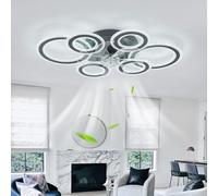 Dceinz Smart Ventilador de Techo Con Luz Reversibile Regulable LED Ceiling Fan with Light y Mando a Distancia Silencioso DC Lampara Techo Ventilador 6 Velocidades Dormitorio Grande Moderno-Black