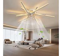 Dceinz Ventilador De Techo Con Luz RotacióN Hacia Adelante AtráS 6 Velocidades Lampara Ventilador Techo Con Temporizador, Blanco-6