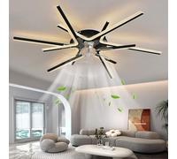 Dceinz Ventilador De Techo Con Luz RotacióN Hacia Adelante AtráS 6 Velocidades Lampara Ventilador Techo Con Temporizador, Negro-6