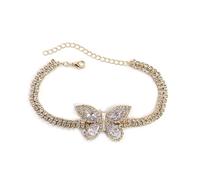 Dcfbkl Abalorio de mariposa con piedra de circonita cúbica, joyería coreana de moda para todos los días, elegantes diamantes completos mariposa, talla única, como se describe