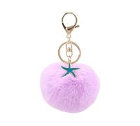 Dcfbkl Adorables anillos de estrellas de mar vibrantes, llavero suave, adorno de esfera peluda para uso diario, decoración de coche, Taro Morado, Talla única