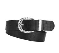 Dcfbkl Cinturón de cintura para vaquera tallada con hebilla plateada retro, cadena de cintura, accesorios de moda elegantes para mujer, Negro, Talla única