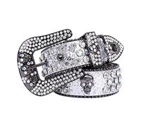 Dcfbkl Cinturones de cintura vintage con hebilla de calavera para mujer, cinturón de hebilla ancha para vaquero, correa de vaquera, falda de vaquero, cintura de diamantes de imitación, cinturón