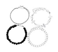 Dcfbkl Colección de 4 pulseras únicas con cuentas de cruces, joyería de moda para expresión de fe, talla única, como se describe
