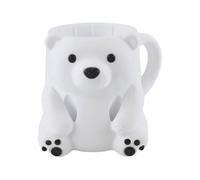 Dcfbkl Divertido soporte para pintas de helado con forma de animal con funda aislada, cajón de almacenamiento integrado y cucharas, organizador de postres con ranura para cuchara