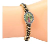 Dcfbkl El colgante virgen tejido a mano aleja la buena suerte de la mala suerte, regalos para amigos y amantes, pulseras trenzadas para mujeres y hombres, pulseras religiosas para católicos, talla