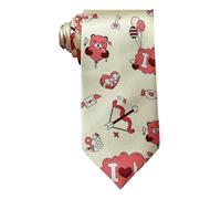 Dcfbkl Elegante corbata larga de seda con patrón de rosas y osos para hombre, tela de poliéster suave, para vacaciones y bodas, día de San Valentín, Oso beige, Talla única