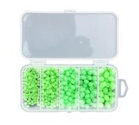 Dcfbkl Juego de 375 cuentas flotantes para aparejos de pesca, huevos verdes, señuelos de mar brillantes, cuentas esenciales de pesca