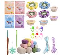 Dcfbkl Juego de ganchillo para principiantes con gancho de hilo, aguja, marcador de punto (idioma español no garantizado), fácil de iniciar, juego de ganchillo para regalo