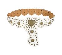 Dcfbkl Llamativo cinturón de cintura ajustable con ojales de piel sintética de ajuste ancho, cinturón femenino de poliuretano para mujer, ancho para decoración de discoteca de moda, Poliuretano blanco