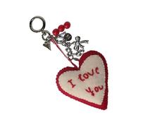 Dcfbkl Llavero versátil para colgar en forma de corazón, de fieltro de lana, resistente, con texto en inglés "I Love You", para bolsas