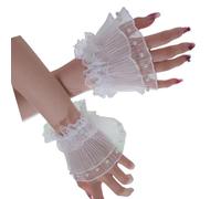 Dcfbkl Mangas de mano para fotografía, delicadas perlas artificiales, muñequeras, decoración para mujer, uso diario, disfraz de anime, perlas, puños para artistas de uñas, blanco, Talla única