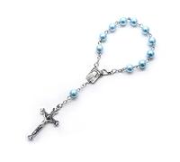 Dcfbkl Rosario de dedo de perla de 8 mm, rosario pequeño con cruces, recuerdo de fiesta para comunión, bautizo, boda, fiesta, rosarios de dedo, talla única, como se describe