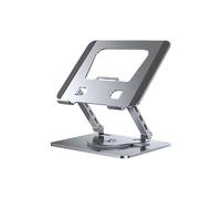 Dcfbkl Soporte de refrigeración ajustable de dos ejes para laptop, marco de aleación de aluminio, base giratoria de 360 grados, suspensión ergonómica de escritorio para 10 dispositivos de 17 pulgadas