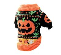 Dcfbkl Suéter de calabaza de Halloween para mascotas para perros pequeños y gatos, disfraz de punto cálido de 2 patas con cuello elástico, traje de fiesta de Halloween para mascotas