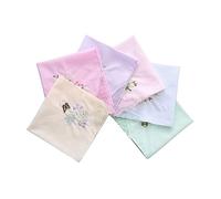 Dcfbkl Toalla cuadrada bordada de algodón para mujeres y niñas, pañuelo vintage con borde de encaje floral, pañuelo de flores para fiesta, 28 colores al azar, Talla única
