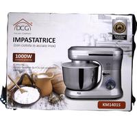 DCG Amasadora planetaria KM1401S amasadora cuenco de acero 4 l con accesorios, color plateado gris 6 velocidades, potencia 600 W.
