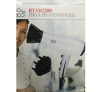 DCG HTVD7280 - Secador de pelo profesional (220-240 V, 50 Hz) Plata, 2000W, Color blanco